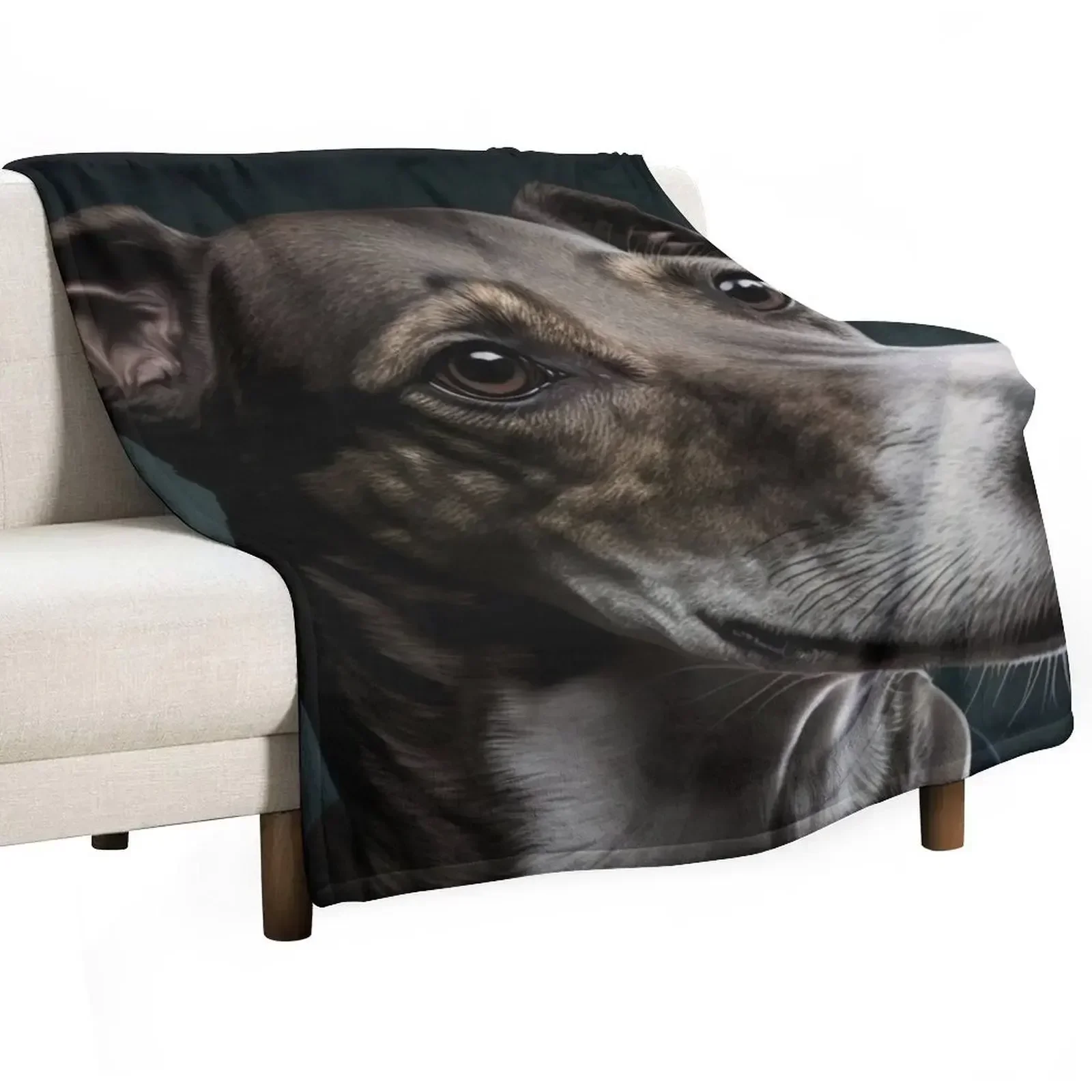 A portrait of a Greyhound Throw Blanket funny gift Tourist Hairys Plush Polar Retros Blankets
