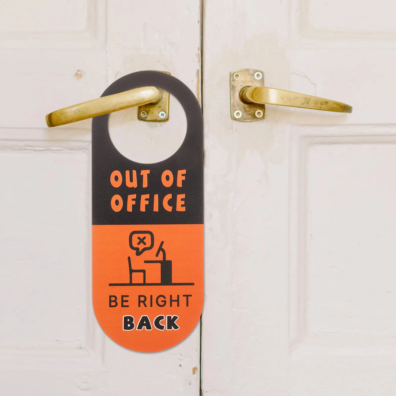 Double Sided Door Hanger Sign for Office Hotel Room Door Knob Hanging Sign Please Knock Out of Office Not Disturb Message Board