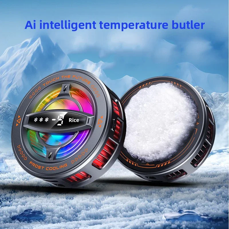 Cell Phone Cooler, Cooling Fan with AI Smart Temperature Control, 3 Levels Adjustable Radiator, Compatible with iOS & Android