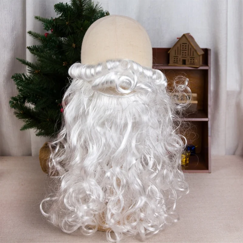 Santa Beard Christmas Costume Set,3pcs/set (Santa Claus Fake Long Beard and Hat,Storage Bag),Santa Beard Costume Accessories