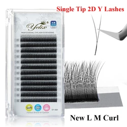 Yelix Single Tip 2D Y Lashes New L M Curl Hand Woven Premium Natural Eyelashes Extension Supplies Easy Premade Fans False Lashes