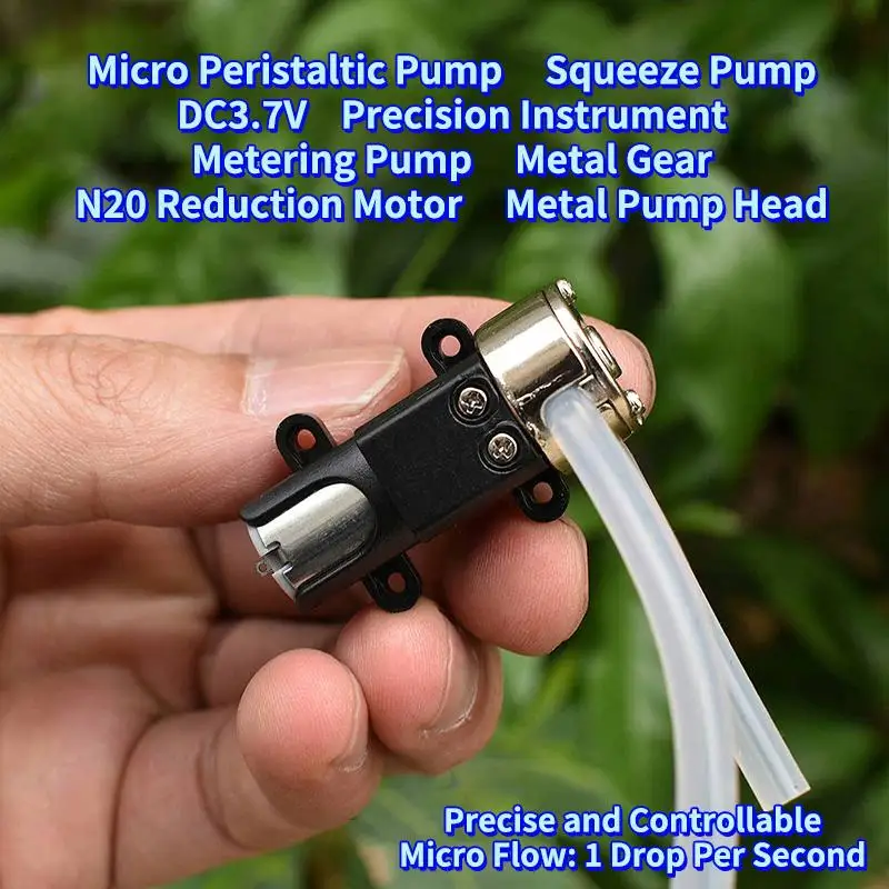 Full Metal Gear Metering Pump Lab Analytic Drip Flow Control DC 3V 3.7V Micro Peristaltic Pump Squeezing Dosing Pump Mini N20