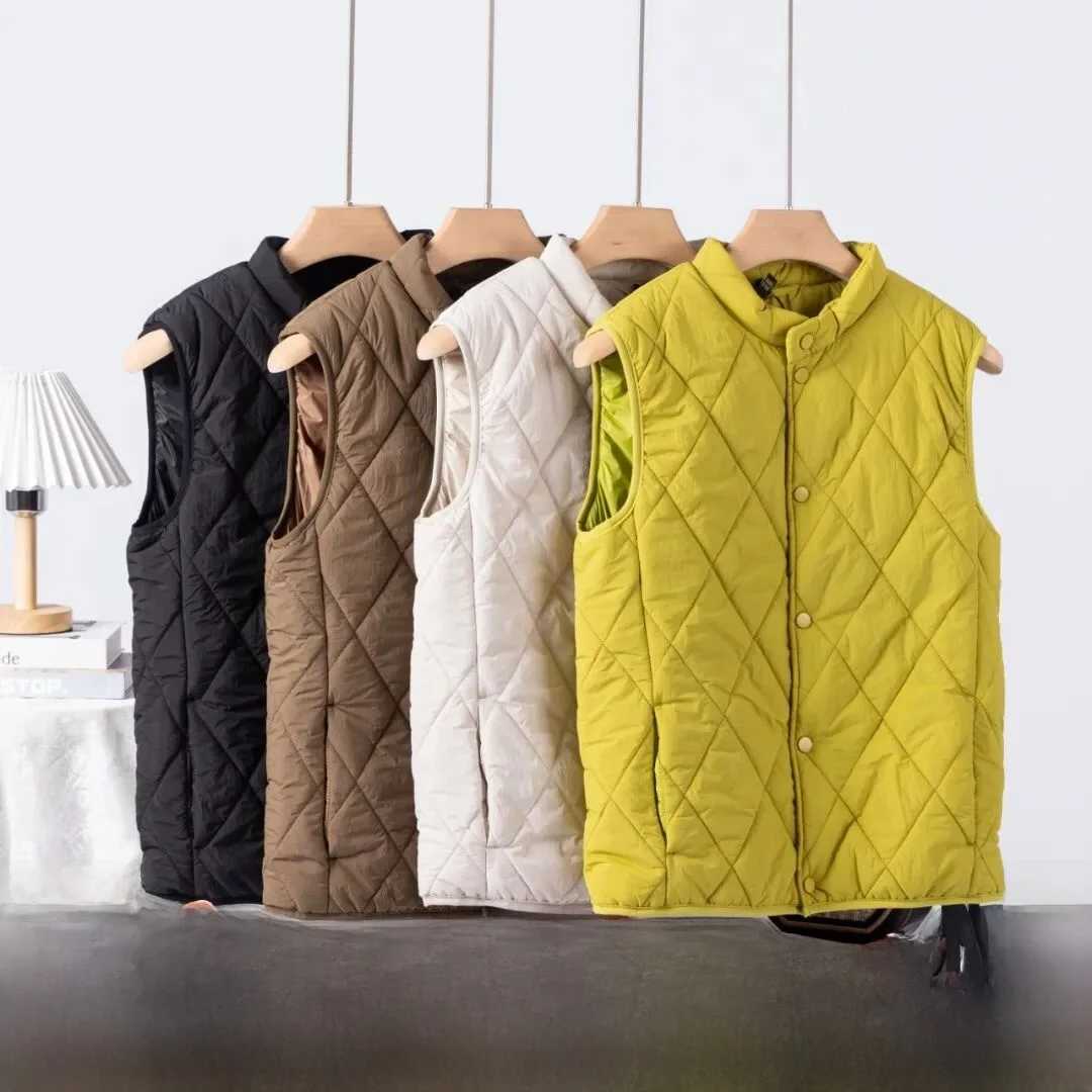 

Retro Japanese Sle! Mountainous Quilted! Autumn Winter Men's Color 3D Quilted Warm Faionable Stand Collar Vest Jaet