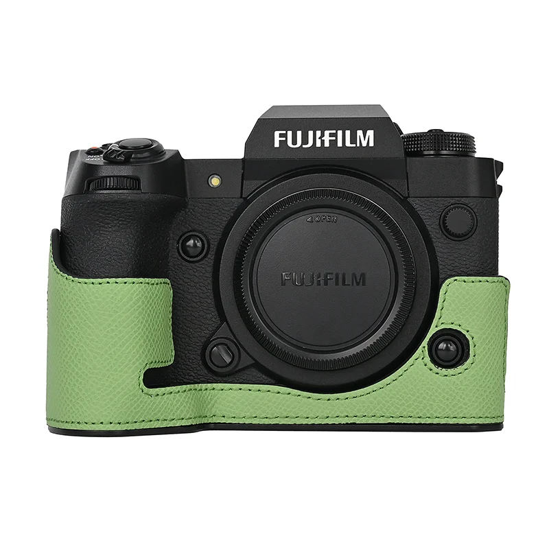 Aluminum Alloy Plate Genuine Leather Case Camera Bag Half Body Base for Fujifilm X-H2 X-H2S XH2S Protective Opening Bottom Cover