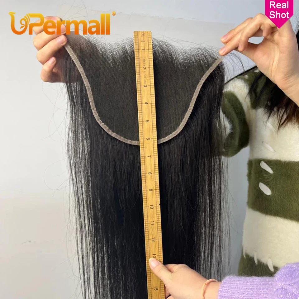 Upermall 9 x6 2x6 chiusura in pizzo reale Hd solo l'onda del corpo diritta Pre pizzicata può essere sbiancata parte profonda frontale capelli umani brasiliani