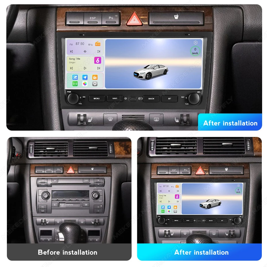 MEKEDE 10.26inch Wireless Carplay Car radio For Audi A6 S6 RS6 1997-2004 GPS Navigation Audio Stereo Central Multimedia Player