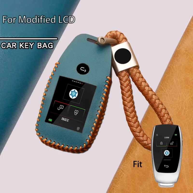 Leather CF799 LCD Touch Key Cover Case Modified for Mercedes-Benz Model Keyless Entry Auto Lock Unlock Protection Shell Buckle
