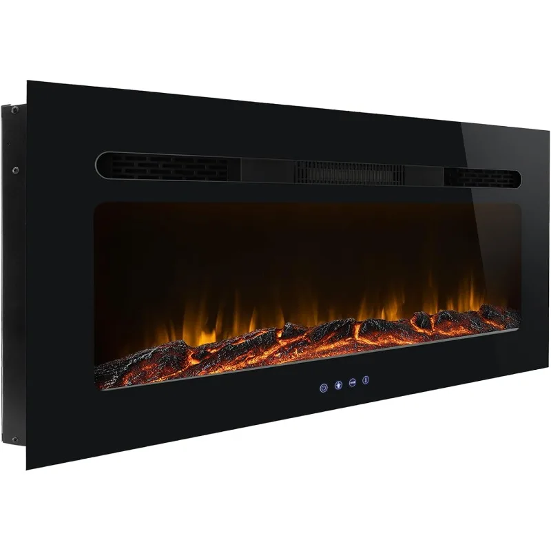 RecPro RV Fireplace | Recessed Electric Fireplace | Glass with Log View | Includes Remote (36