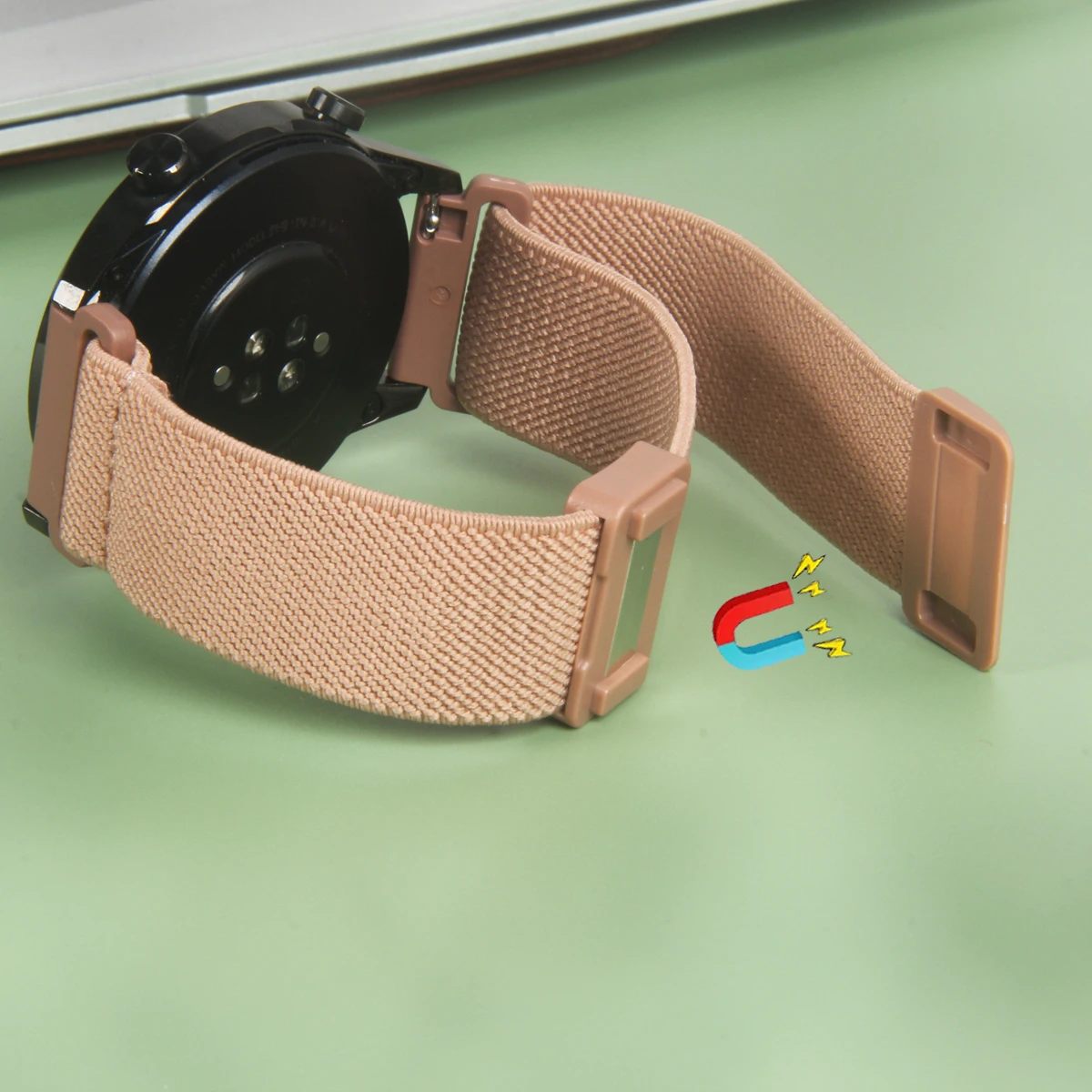 18/20/22 มม.ไนลอนยืดหยุ่นสําหรับนาฬิกา Huawei GT5/4/3 แถบแม่เหล็กสายรัดข้อมือสําหรับนาฬิกา Garmin/นาฬิกา Samsung/นาฬิกา Xiaomi