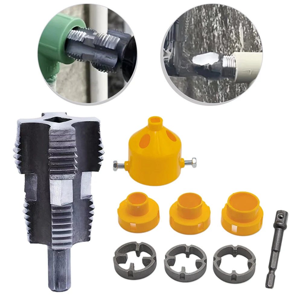 

Electric Hole Opener Electric Water Pipe Die Versatile PVC Pipe Threader Kit 4/6-point Pipe Punching Tools Drill Bit Die Kit