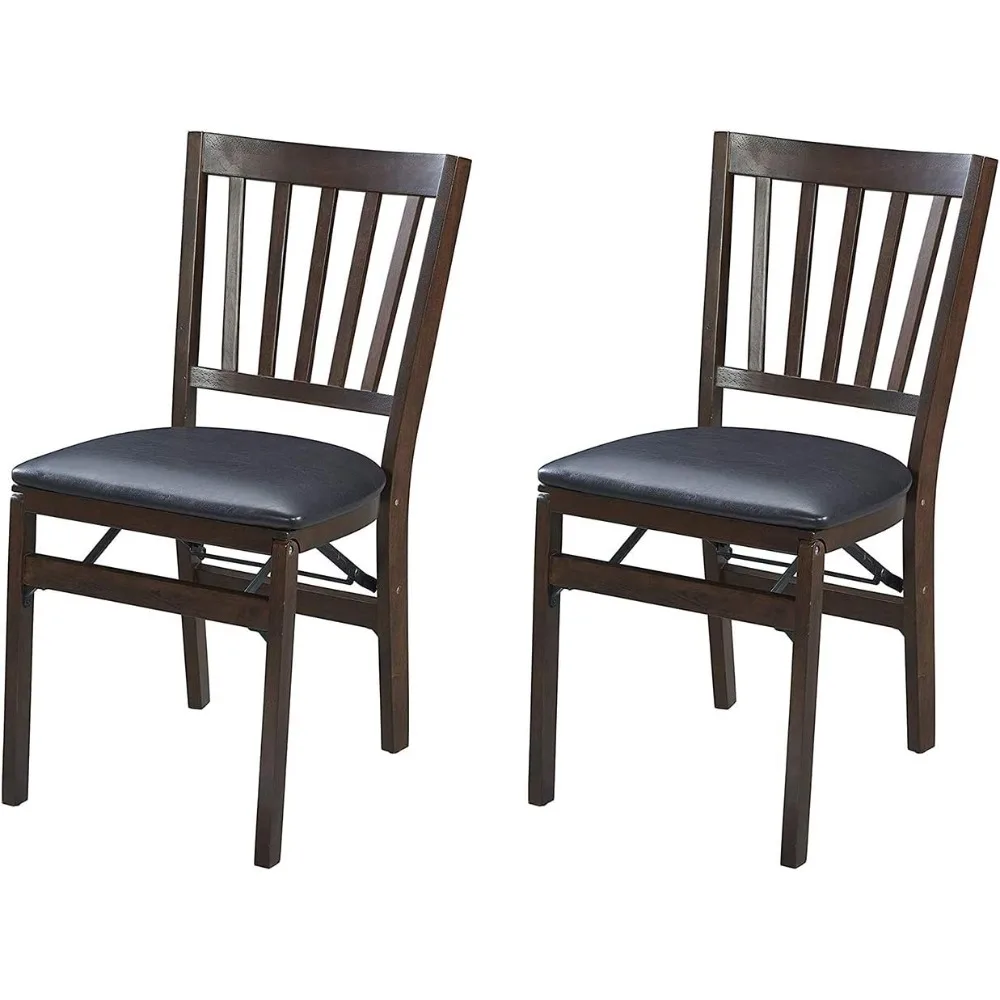 

Solid Wood Dining Table Compact Folding Chair Set with Fabric Upholstered Seat, Coffee/Black