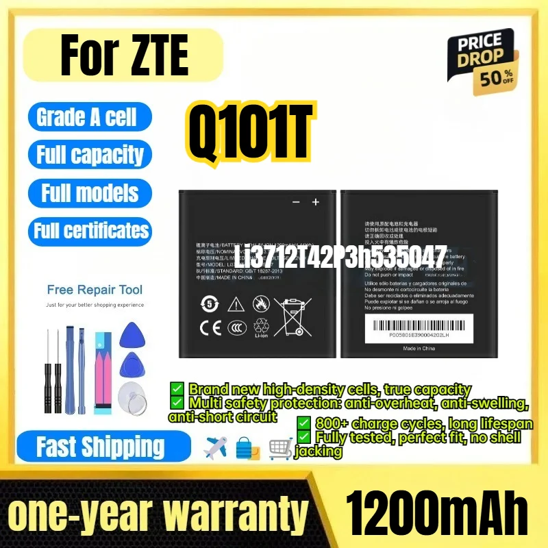 Li3712T42P3h535047 for ZTE Q101T Phone Battery 0 Cycle High Quality Capacity Battery Replacement Bateria Grade A Cell with Tools