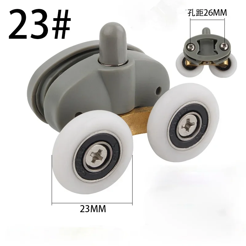 8x Twin doccia porta in vetro rulli superiori/inferiori guide ruote pulegge 23mm/25mm