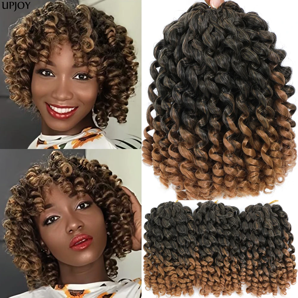 Extensiones de Cabello de Ganchillo Jumpy Wand Curl Jamaican Bounce de 8 Pulgadas, Trenzas de Ganchillo con Rizos de Varita, 20 Raíces, Mechas de Cabello para Trenzar Estilo Jamaican Twist