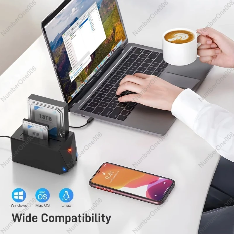 محطة إرساء القرص الصلب USB 3.0 Type-C 2.5 3.5 بوصة مع استنساخ غير متصل لمحركات الأقراص الصلبة