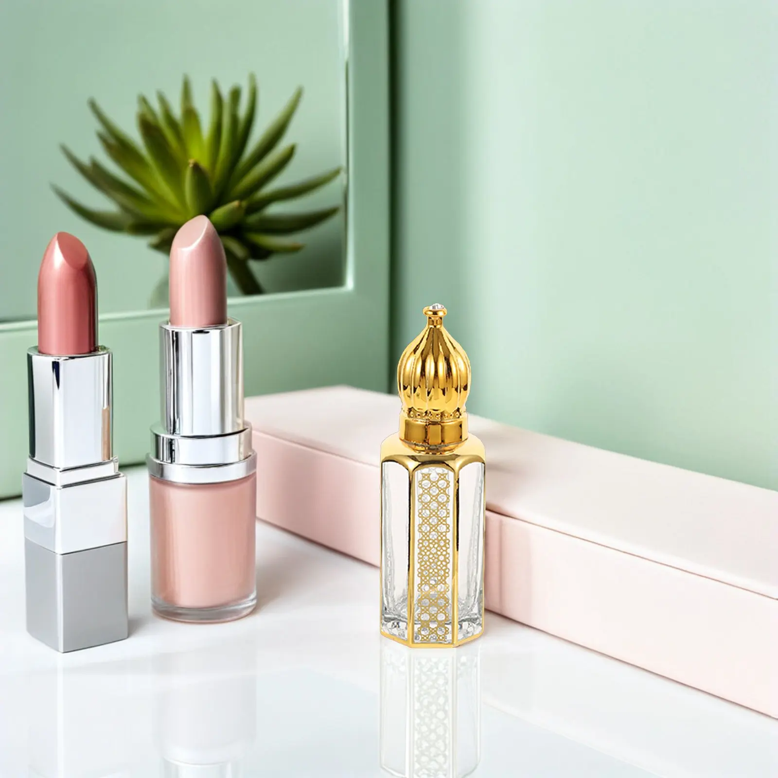 

4Pcs Refillable Glass Essential Oil Roller Bottles Empty Perfume Containers Travel Roll on Applicator Bottles for Aromatherapy