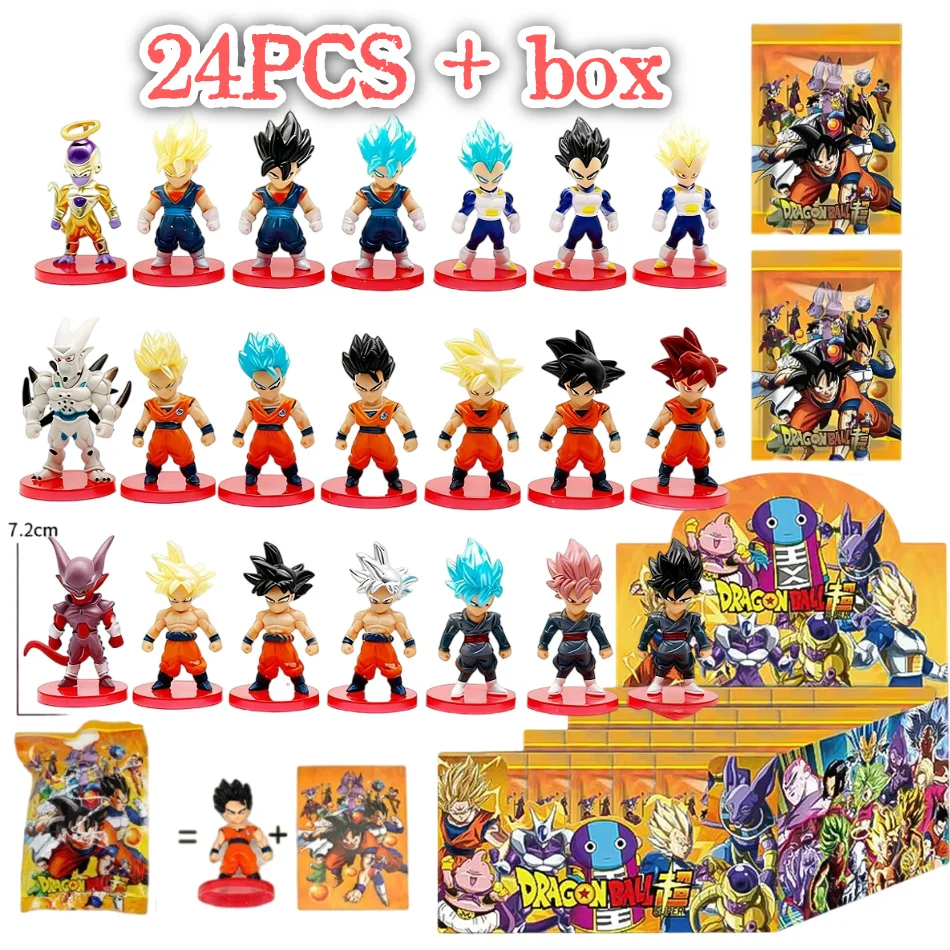 1-24pcs Dragon Ball Z Random Blind Box Set Anime Figure Super Saiyan Son Goku Vegeta Frieza PVC Model Collectible DBZ Doll Toys