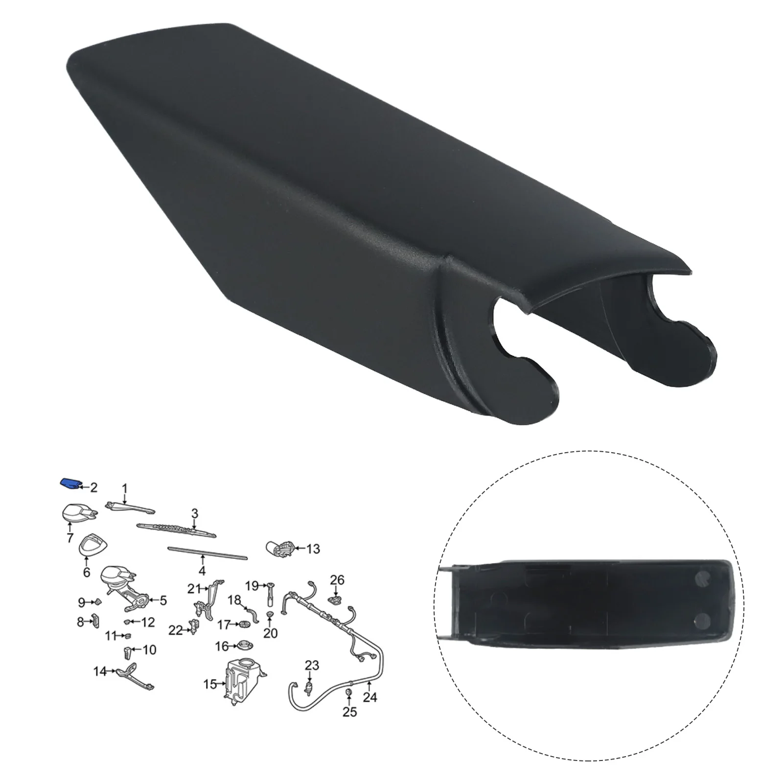 

1PC For Mercedes-Benz Cover Wiper Windshield Wiper W124 W201 W210 Windshield Wiper Covers Black ABS Wear Parts Auto Parts