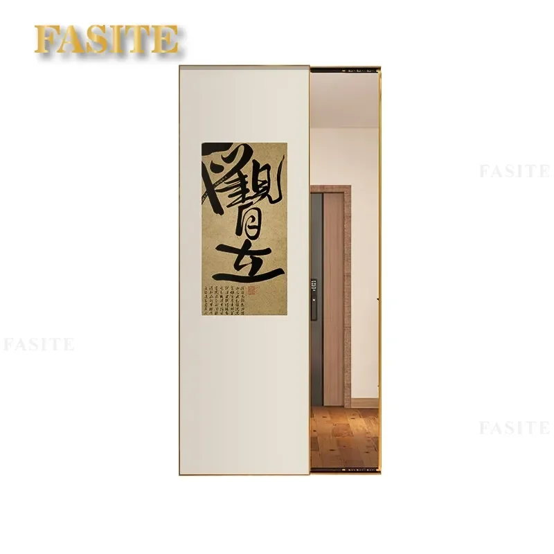 For Chinese Style Sliding Door Full Body Mirror Hidden Zen Calligraphy Painting Porch Decorative Wall Hanging Study Room