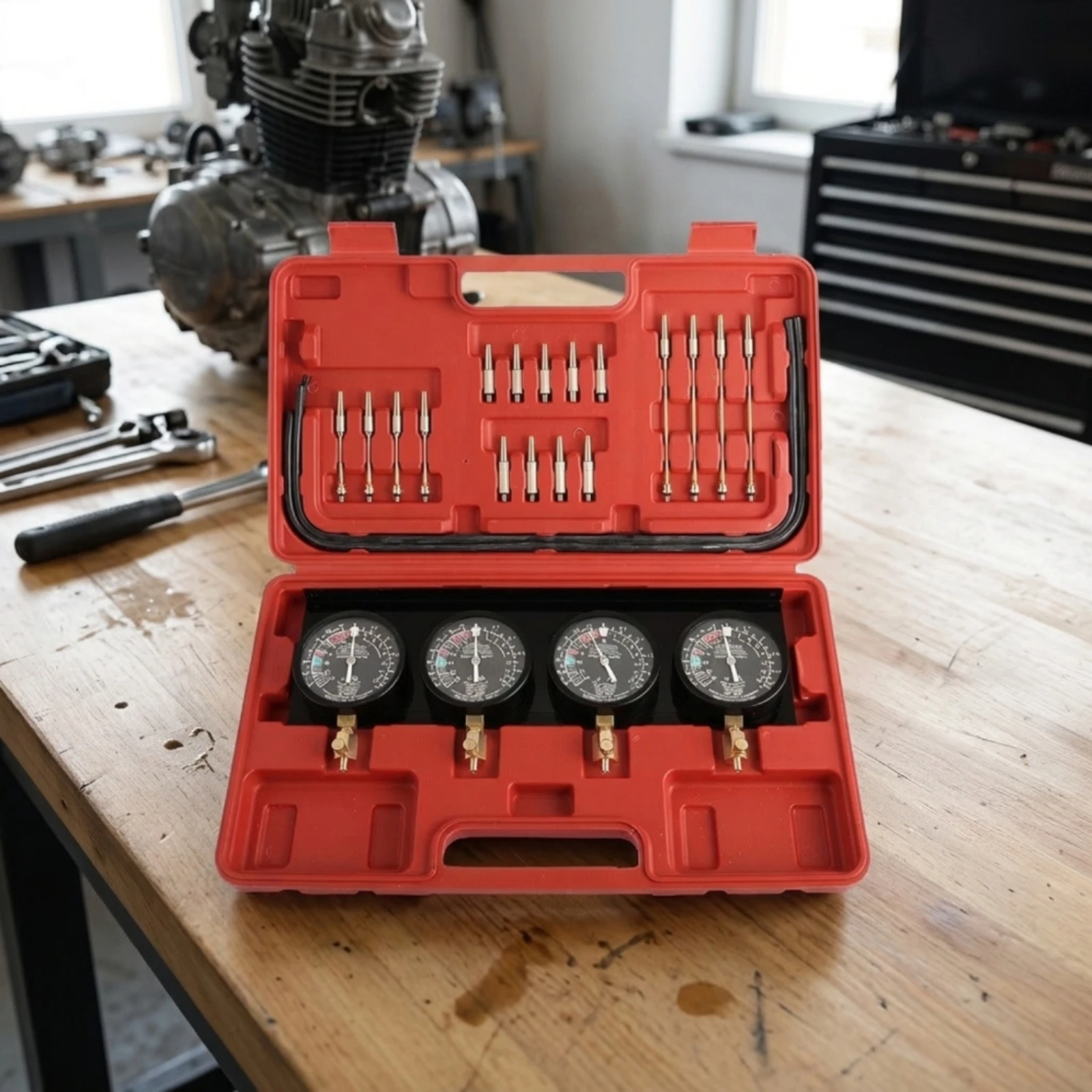 Carburetor Synchronizer with Dial Gauges Analog Carb Synchronizer Adjustment Tool Kit Synchronization Balancer Gauge Universal