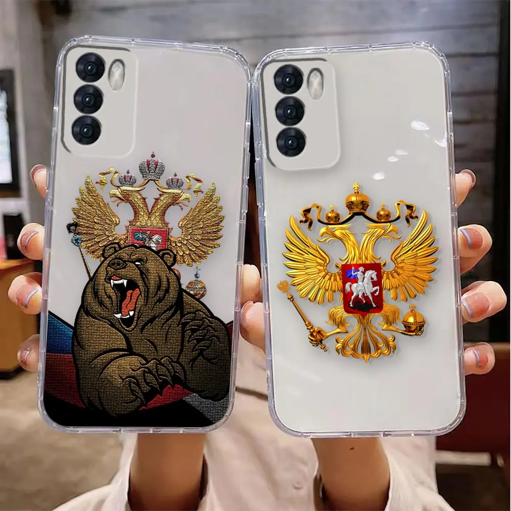 Clear Case For VIVO Y30 Y32 Y33S Y50 Y51S Y52S Y53S Y55S Y66 Y77 Y93 Y95 Y97 5G 4G Soft Case Fashion Russia Russian Flags Emblem