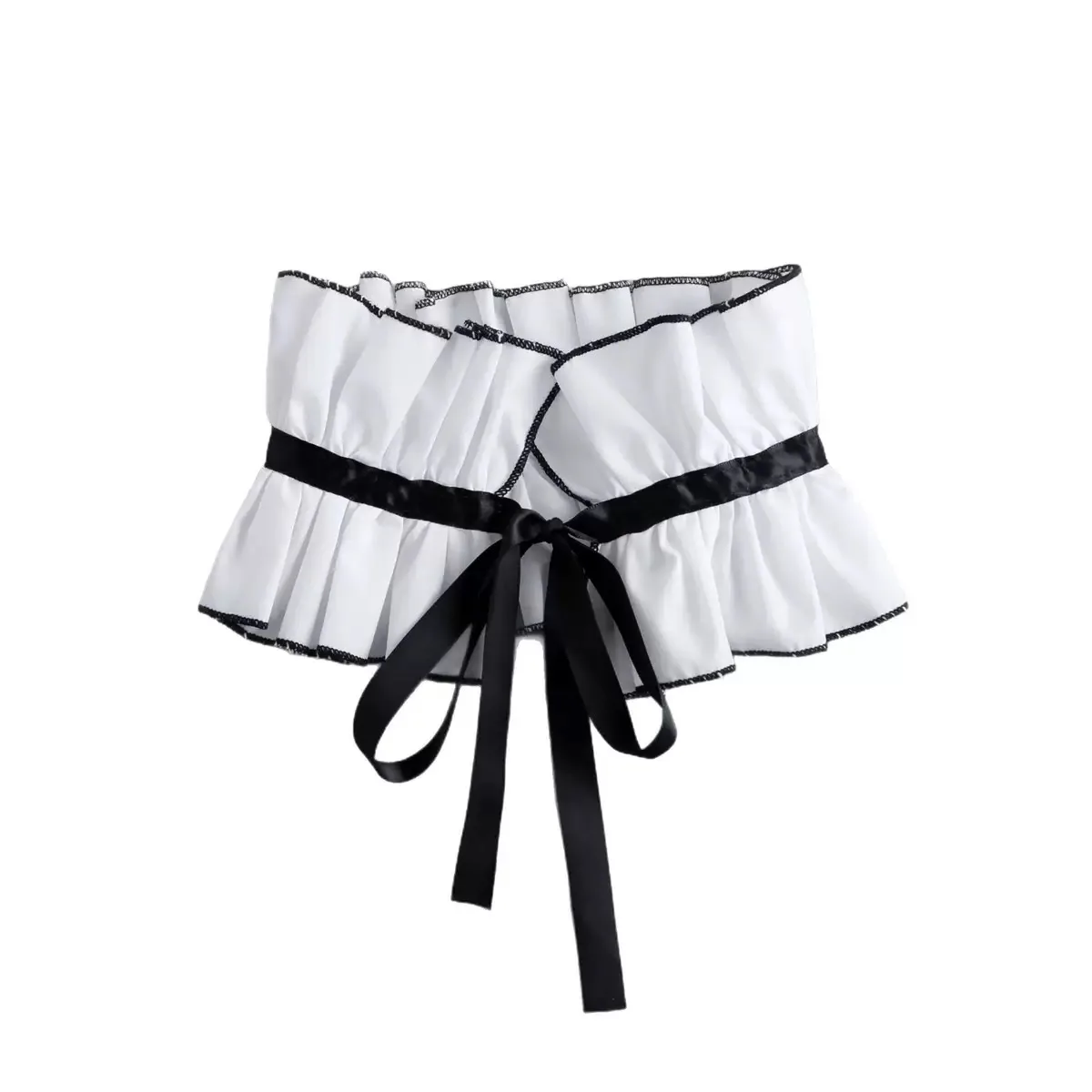 Colletto finto in cotone bianco nero Collo alto Colletto alla coreana Tracolla staccabile Colletto per camicetta con volant Accessori per costumi cosplay