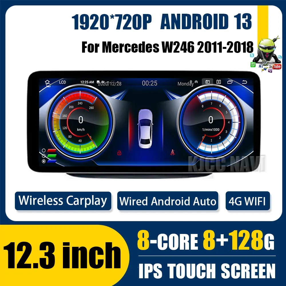 

Android 13 автомобильный радиоэкран для Mercedes W246 2011-2018 WIFI 8 ядер 4G SIM BT Carplay Автомобильный GPS навигатор мультимедийный плеер