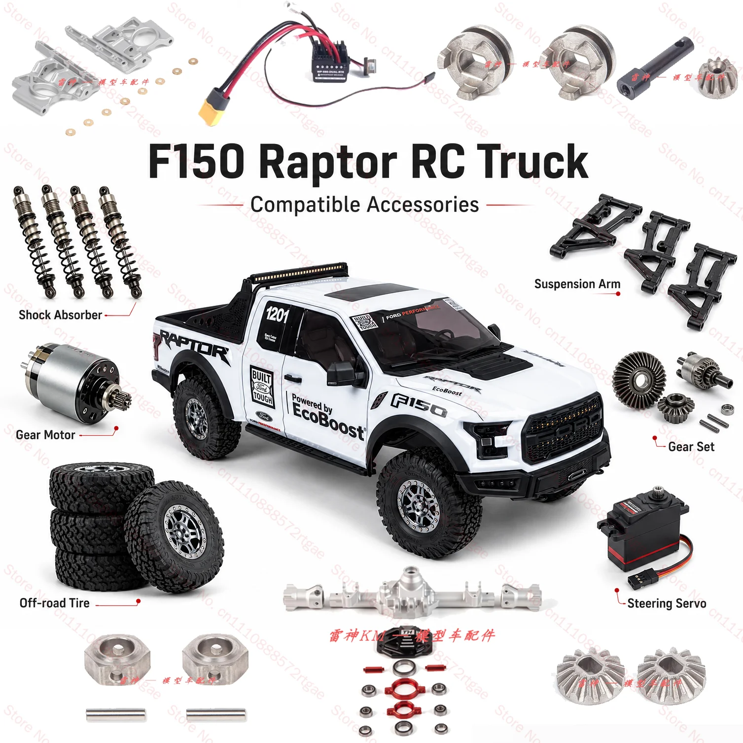 KM 1:8 Raptor F150 Upgrade accessories rear axle power adjustment shock absorber Adapter Differential gear swing arm motor tire