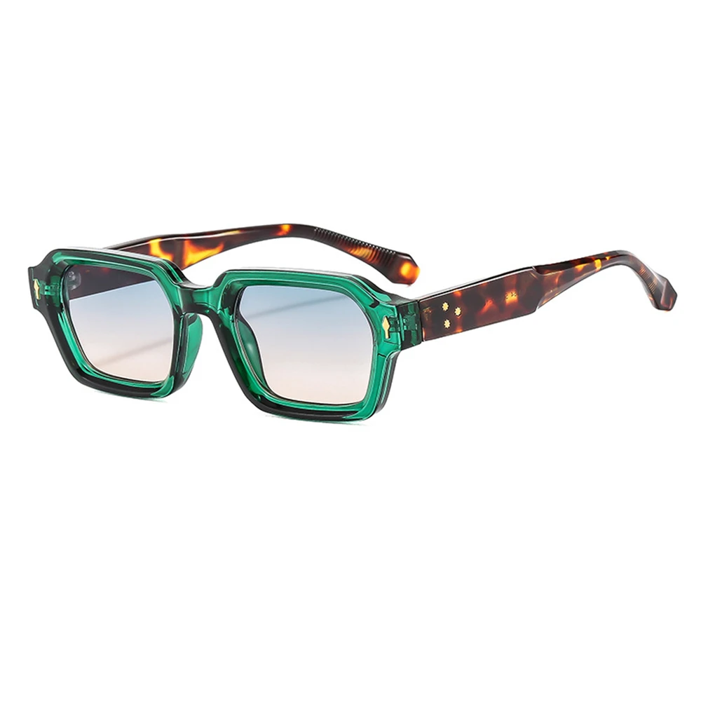 New Box Fashion Sunglasses Colorful Color Matched Modern Women Sunglasses Rice Nail Rivets Inlad Square Vintage Sun Shades