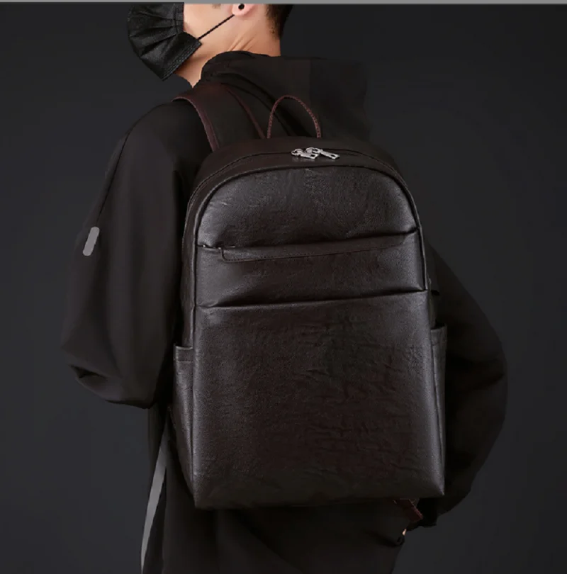 New Men's Fashion Classical High Quality Leather Notebook Backpacks Large Capacity Travel Shoulder Bags Totes Laptop School Bag