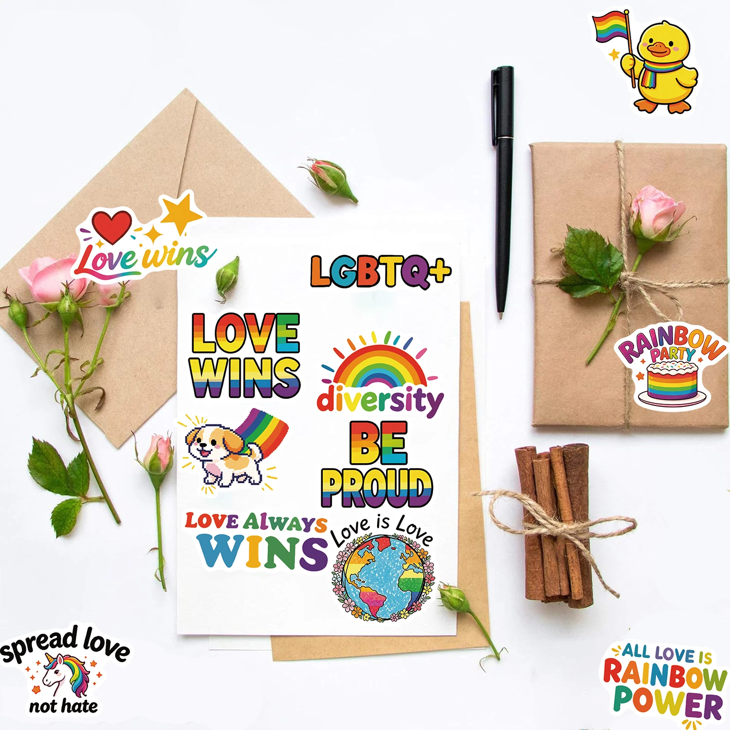50PCS Sticker Pride Month Print Notebook Scapbooking Streetwear Bicycle Laptop Luggage Decorative Living Room Waterproof Sticker
