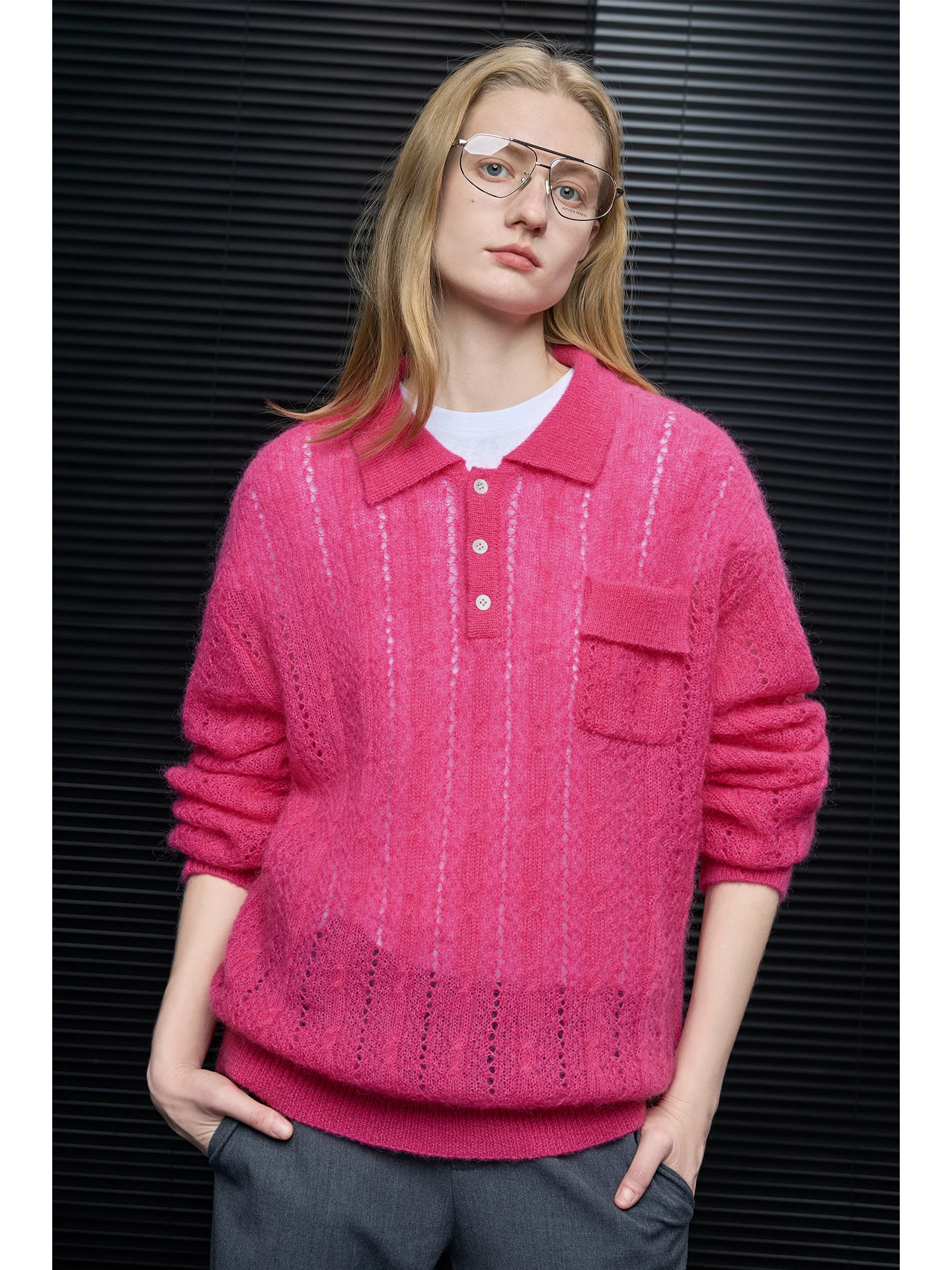 

Faionable Hollow out Design Women's Woolen Knitted Sweater Spring 2026 Early Season Street Sle Loose Fit Long Sve