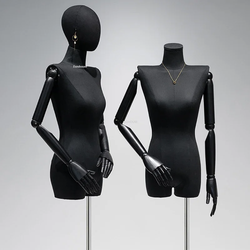 Clothing Store Women's adult Mannequins Korean Upper Body Female dressmaker Mannequin for Women's Clothing Black Display Stand