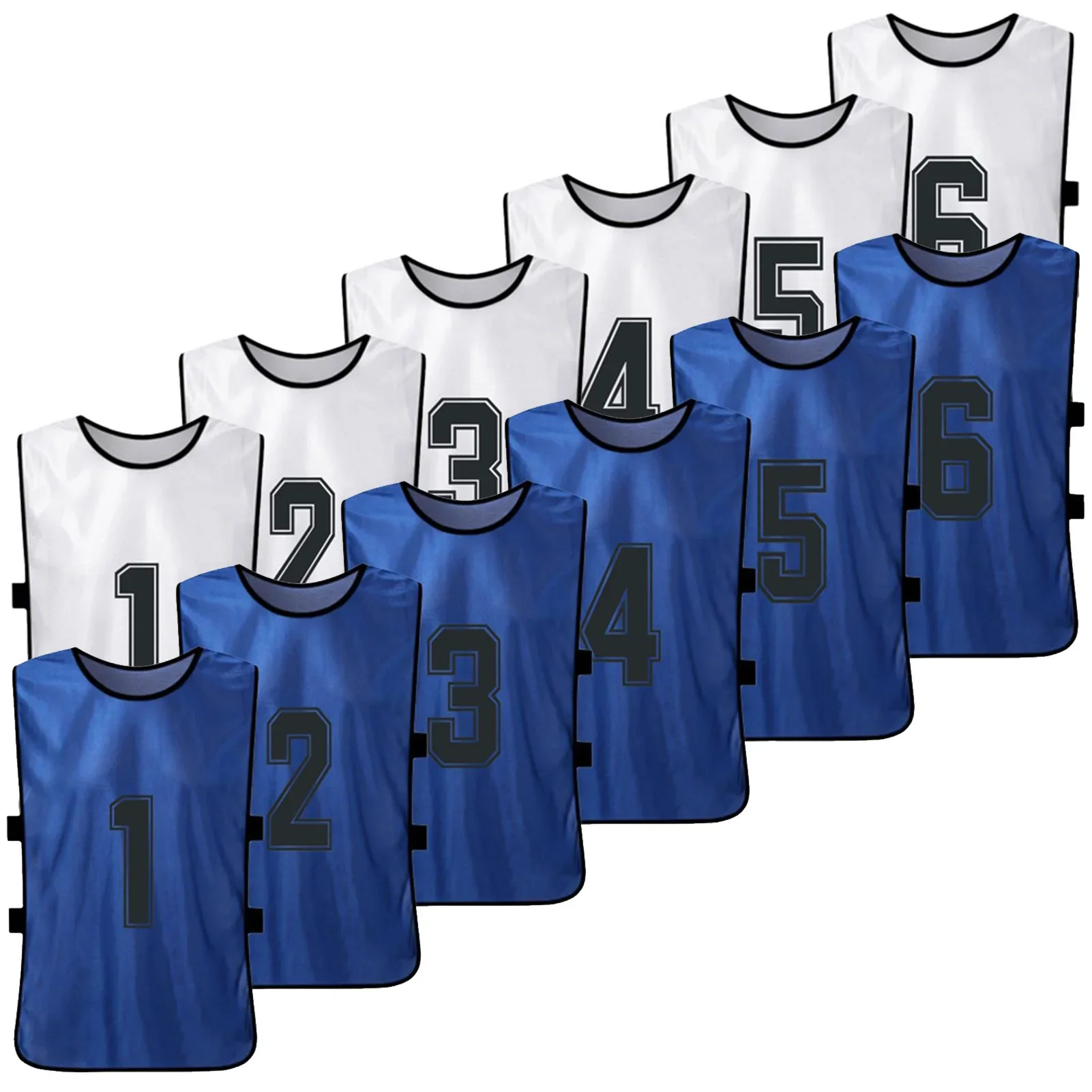 12PCS Adults Youth Soccer Pinnies 2 Colors Quick Drying Football Team Jerseys Sports Scrimmage Soccer Team Training Number Vest