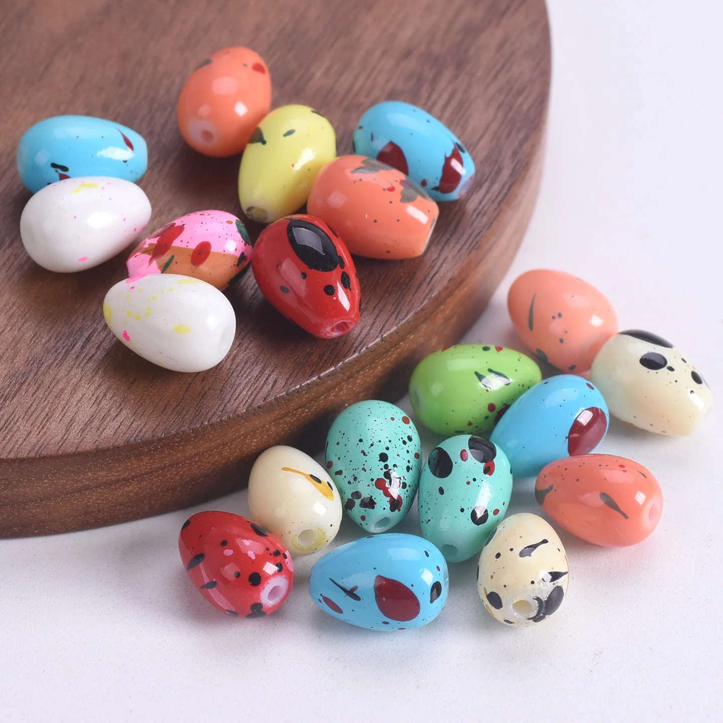 Cuentas sueltas de vidrio opaco con forma de pera en forma de lágrima de Color recubierto de manchas, 11x8mm, 14x10mm, venta al por mayor, lote para