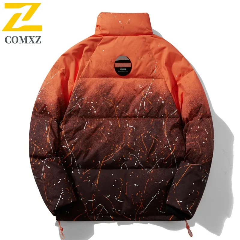 COMXZ Padded Jacket Gradient Thick Warm Travel Cotton Padded Jacket Street High-Quality White Duck Down Jacket Men's Clothing