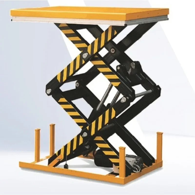 Electric lifting platform, scissor hydraulic lift, double fork three scissors loft basement