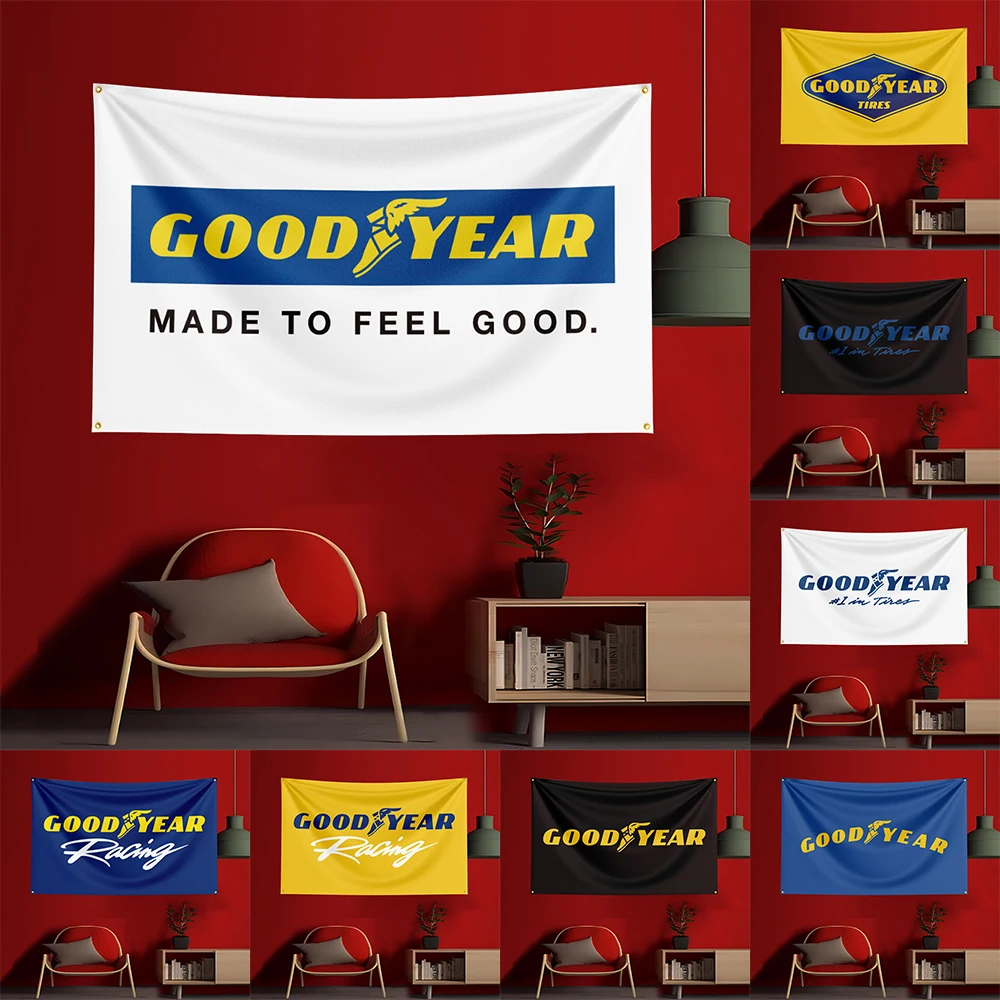 

3X5 FT W-GOODYEARS Game Flag Polyester Printed Party Flag for Garage Room Decoration