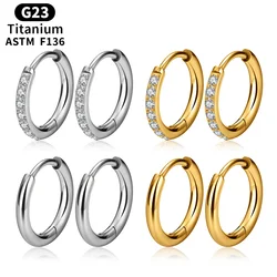 1 pair ASTM F136 Titanium Small Hoops Ear Buckle Earrings for Women Cubic Zirconia Cartilage Helix Piercing Tragus Circle Jewelr