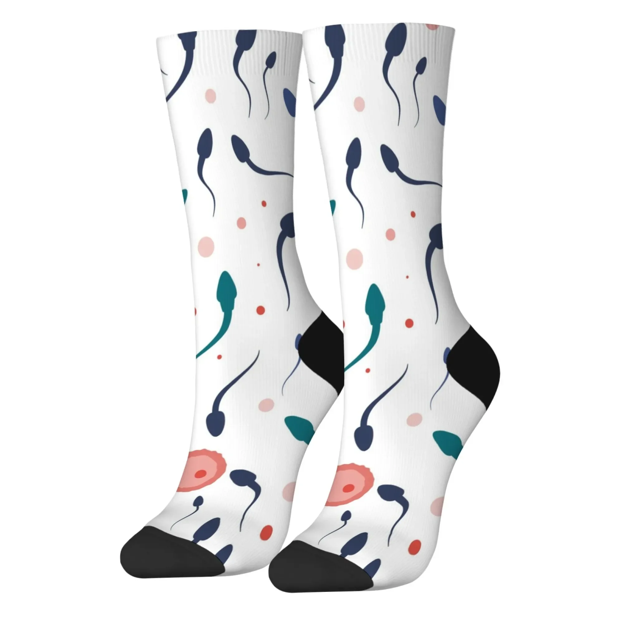 Sperm Fertilization Theme Men's Socks Novelty Funny Compression Socks Comfortable Non-slip Cycling Socks Crazy Party Happy Gift