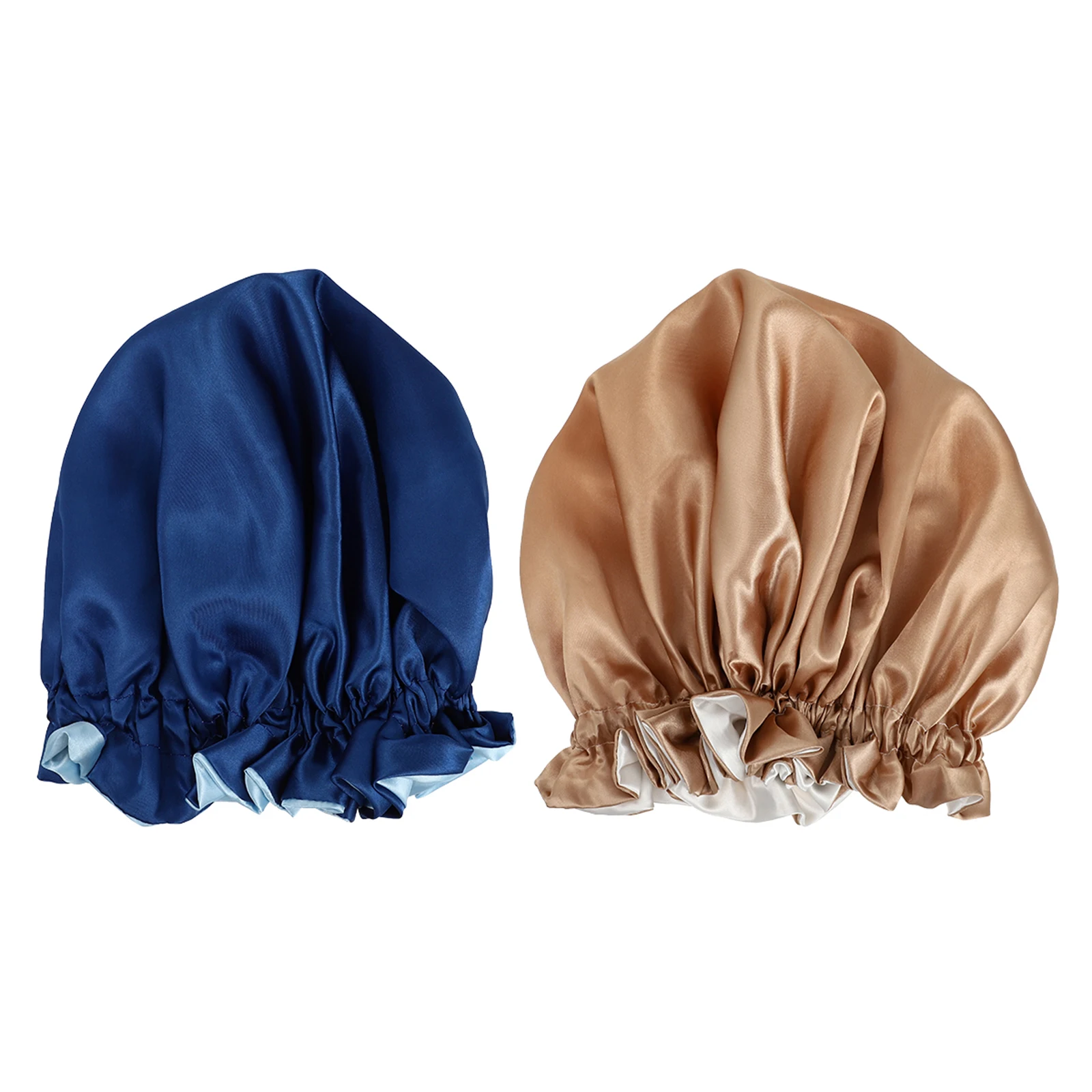 

2Pcs Double layer Satin Sleep Caps Lightweight Breathable Adjustable Comfortable Night Hats Color Bonnet Hair
