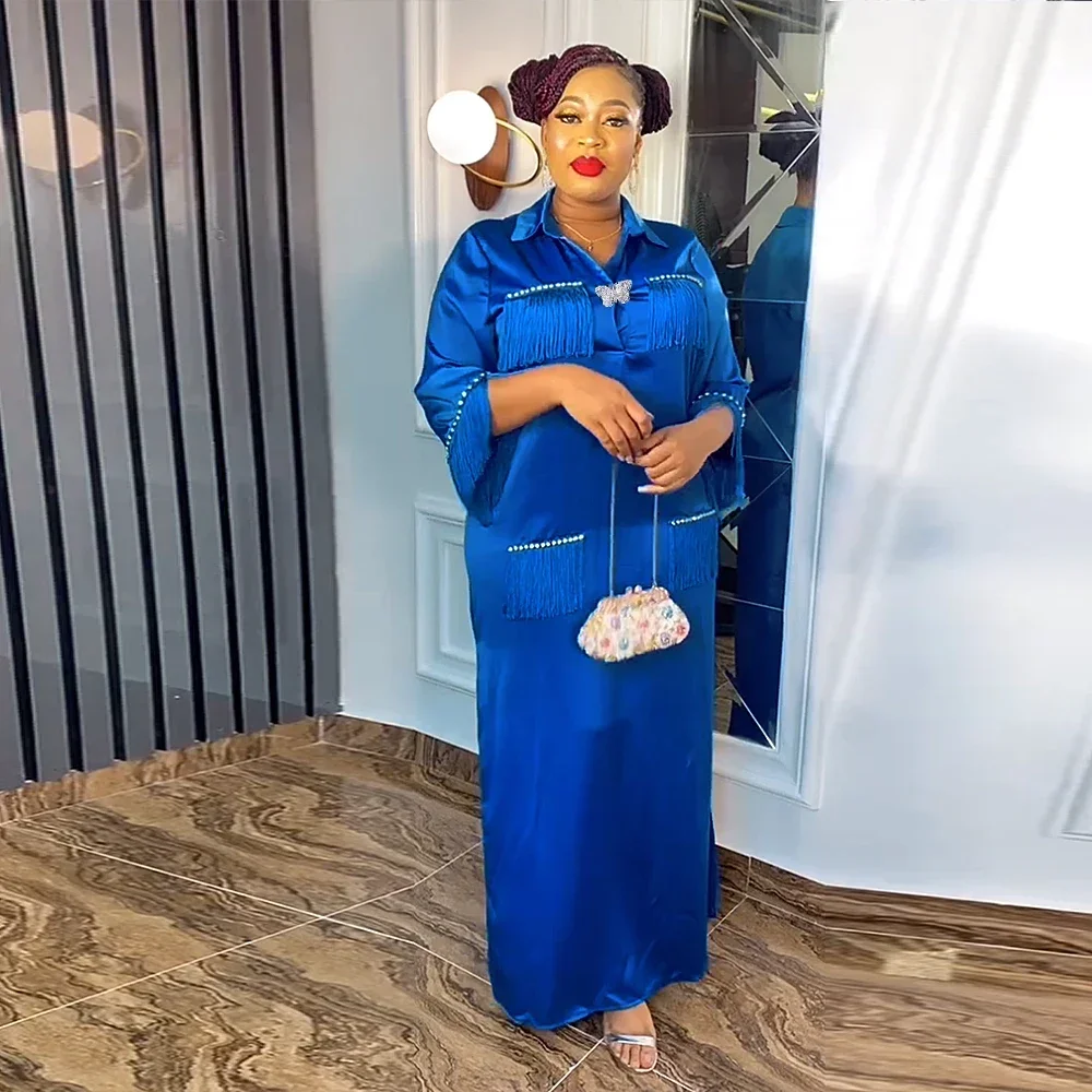 Африканские платья для женщин, новые Дашики Анкара, длинное платье макси с кисточками, базен, традиционный халат абайи, африканская одежда, большой размер