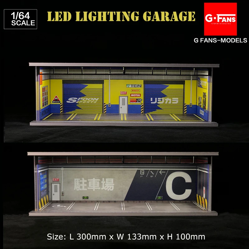 

G-Fans 1:64 Assemble Diorama USB LED Lighting Garage Model Car Display Station with Dust Cover