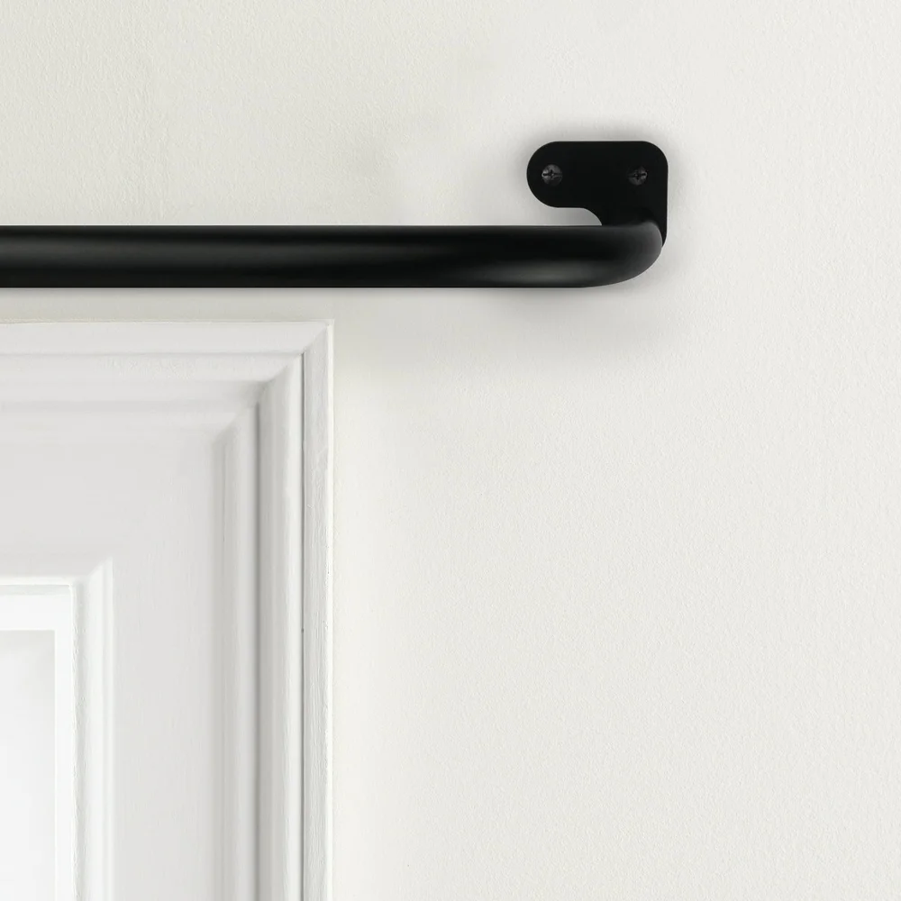 Matte Black Room Darkening Wrap Around Curtain Rod Adjustable 30-84 Inches Energy Efficient Noise Reducing Easy Install Hardware