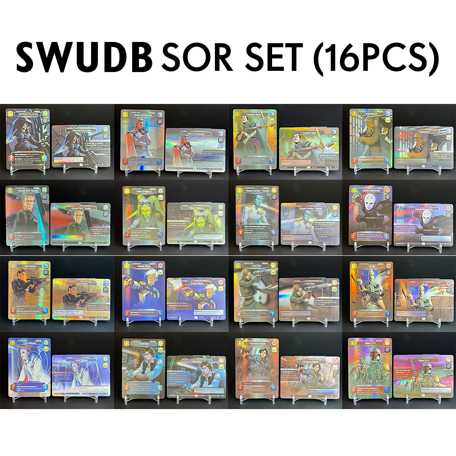 

SWUDB Foil Proxy Cards Whole Set Spark of Rebellion (SOR)16PCS Shadows of the Galaxy (SHD)18PCS English Board Game Trading Cards
