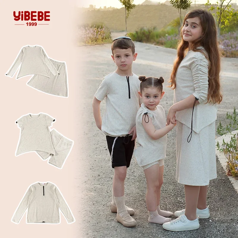 I-love-ali-Conjunto de ropa a juego para niños y niñas, ropa de algodón de punto acanalado, camiseta, sudadera, conjunto de 2 piezas, para verano y