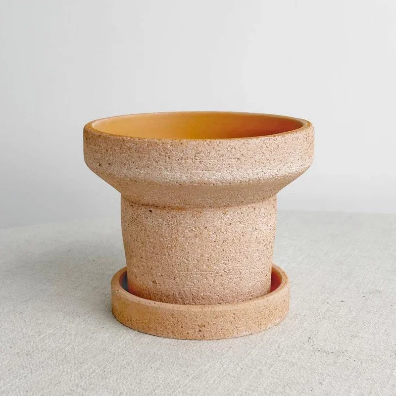 Personality simple ins water pipe shape small pottery basin with tray