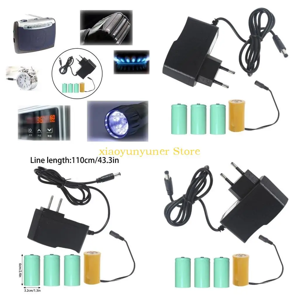 

P9JB AC100-240 to 6V1A LR20 D Battery Eliminators Replacing 4pcs 1.5V LR20D Batteries