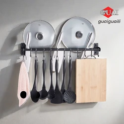 Estantes de cocina para ollas y sartenes, estante de cocina montado en la pared, tapa de acero inoxidable, colgador de utensilios de cocina, ganchos deslizantes para cuchara