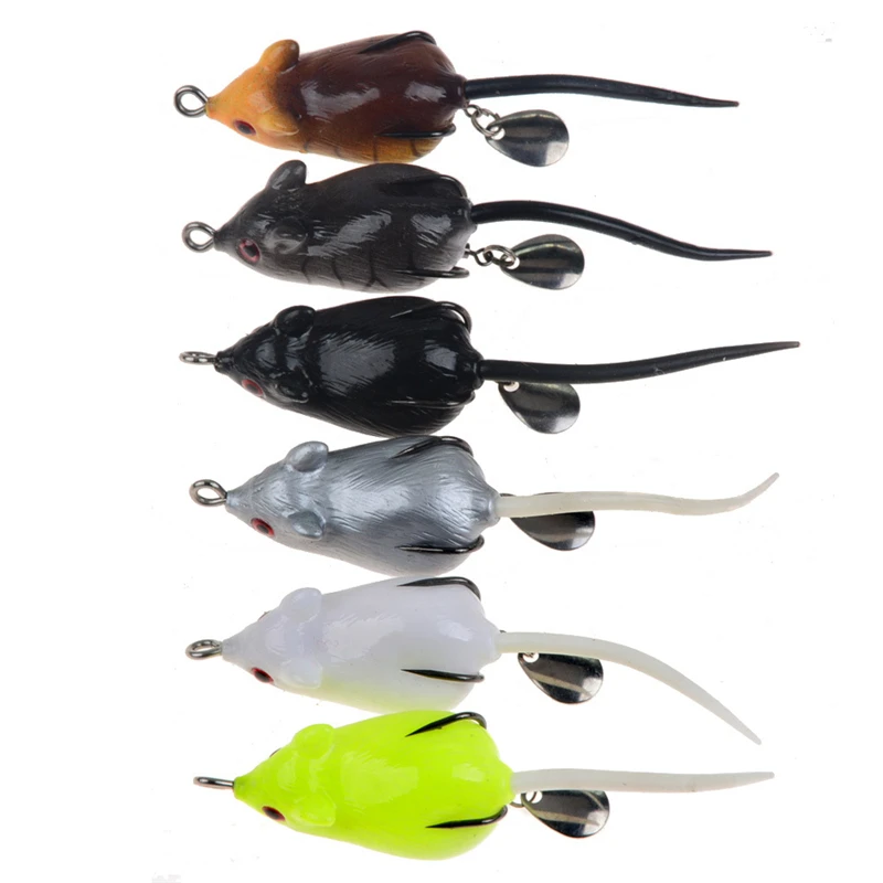 1pcs/box 5cm 10g Mouse Lure 3D Eyes Fishing Soft Bait Floating Crankbait Artificial Bait Crank Strong Fishing Tackle